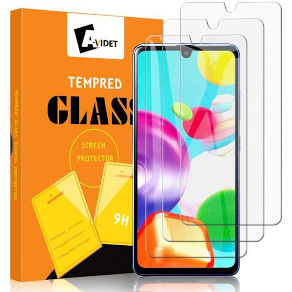 3 delar härdat glas för Samsung Galaxy A41, Ultra Clear Skärmskydd 9H Hårdhet Air Bubble Free Anti-Scratch Skärmskydd