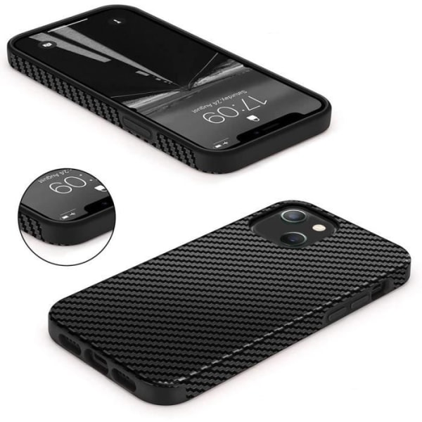 Fodral för iPhone 13 Pro Max (6,7'') svart kolsilikon + 2 skärmskydd i härdat glas