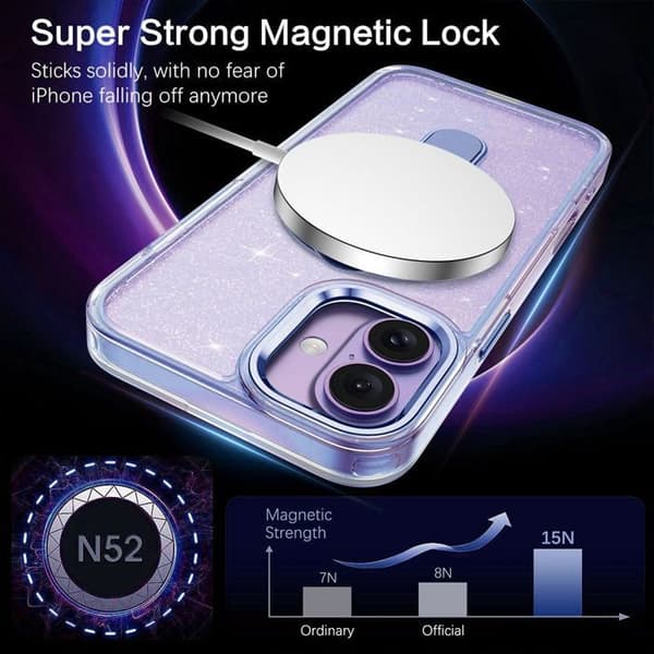 Skyddsskal - BOOLING - för iPhone 17 - Hybrid med Glittrande Magnetring - Blå Blå