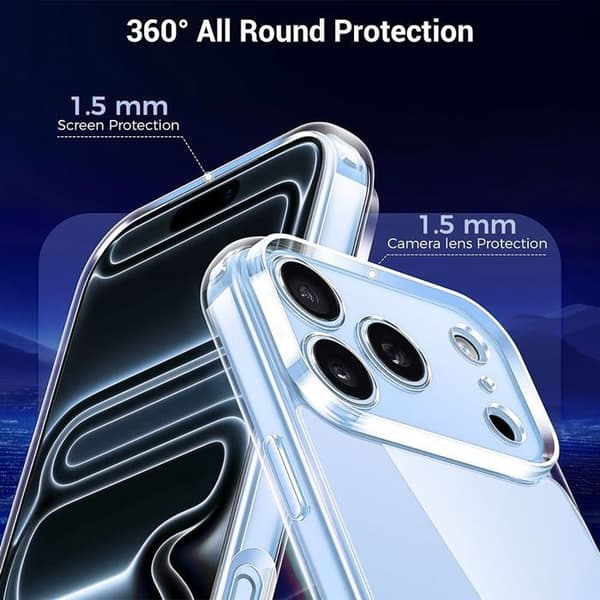 Skal för iPhone 18 Pro Max, Stötsäker Silikon Slim Transparent - 2 Härdat Glas Transparent