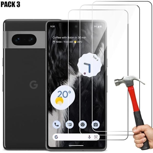 [3 delar] Härdat glas för Google Pixel 7, 9H Clear Screen Protector Transparent
