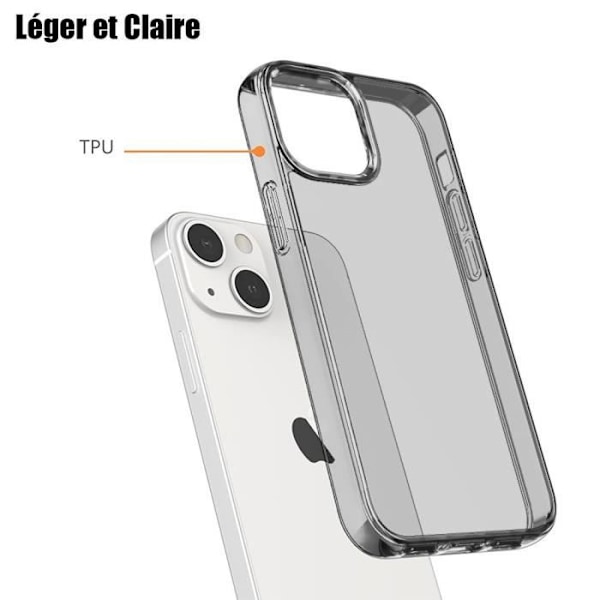Silikonfodral till iPhone 14 Ljusgrå + 2 skyddsfönster i härdat glas