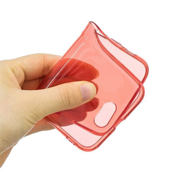 Mjukt flexibelt fodral för Apple iPhone XR (6.1"), genomskinligt fodral 2 STK härdat glasfilm + 1 ST TPU Silikon Slim Cover Röd