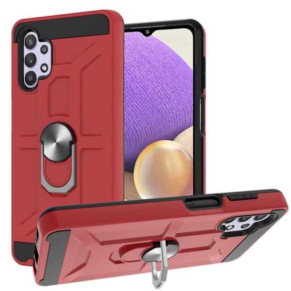 Fodral till Samsung Galaxy A32 5G Stötsäkert anti-skrapfodral Samsung Galaxy A32 5G fodral med stativ Ring Röd
