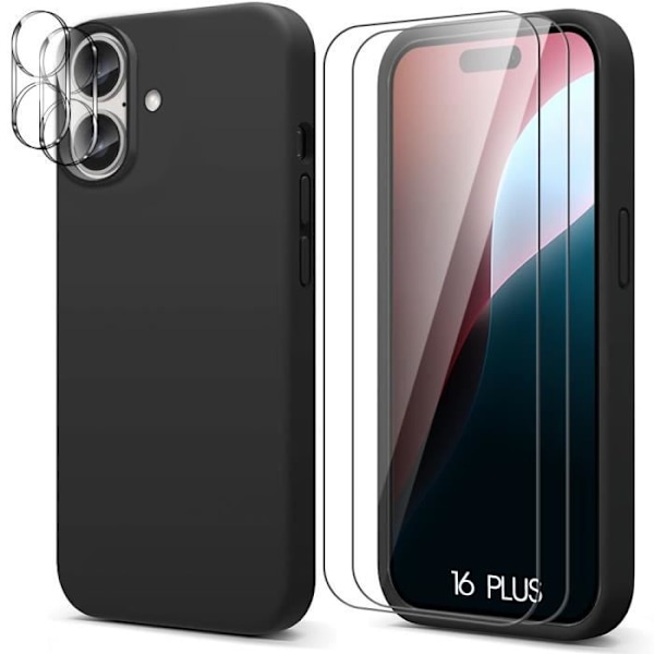 Skyddsskal - BOOLING - iPhone 16 Plus - Svart Flytande Silikon - Ultra-resistent - Heltäckande skydd Svart