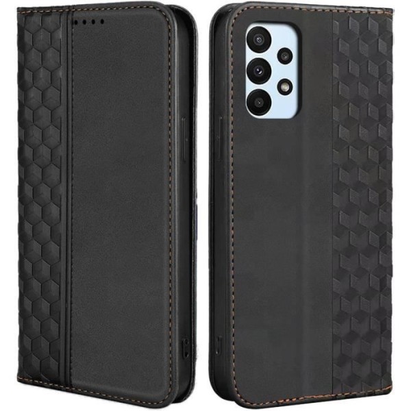 Skyddsskal - BOOLING - Samsung Galaxy A23 5G - Mosaikmönster - Läderlook - Svart Svart