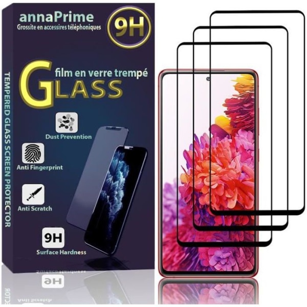 VCOMP® för Samsung Galaxy S20 FE 2022 6,5": förpackning - 3-pack skärmskydd i härdat glas i helfärg - SVART SVART