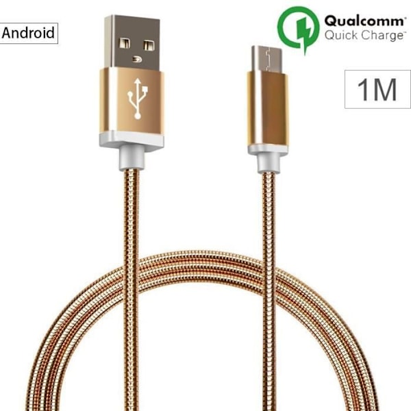 Micro USB-kabel - Guldmetall - 1M - Kompatibel med Samsung, Huawei, Redmi - Elegant och Praktisk
