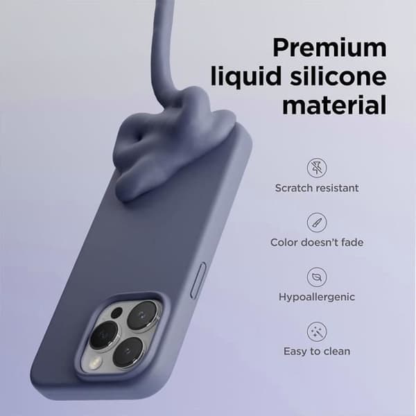 Skyddsskal - BOOLING - för iPhone 16 Pro Max - Flytande Silikon - Matt Effekt - Mörknatt blå Midnattsblå