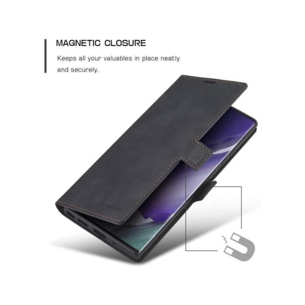 Coque - Samsung - Galaxy Note 20 - PU-läder - 360° skydd - Multifunktionell Svart
