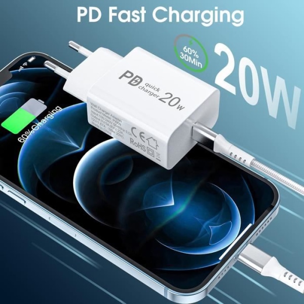 20W USB C-laddare för iPhone 13 12-12 13 Pro-12 13 Pro Max-11Pro-11 Pro Max-SE 2020-XR-XS-X-XS Max-12 Mini,PD-Quick Charge R[253]
