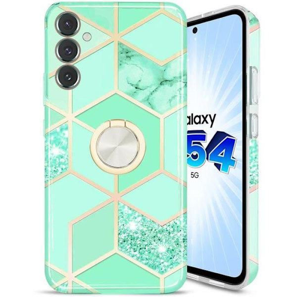 Fodral till Samsung Galaxy A54 5G, turkos färg Stötsäkert med ringstöd Turkos