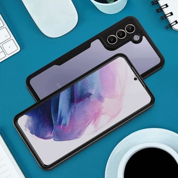 Fodral för Samsung S21 Plus (6,7") Svart 360 graders helkroppsskydd, styv förstärkt kant, fast
