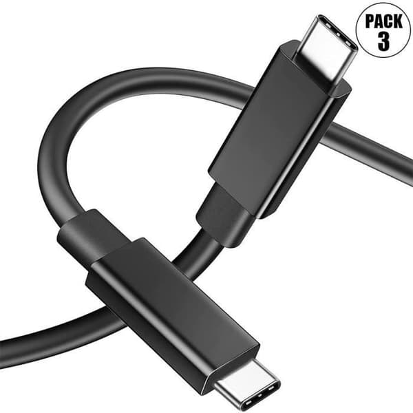 E.F.CONNECTION USB-C-kabel för Redmi Note 10 4G-5G Note 10S Note 10 Pro Note 10 Lite - 1 meter svart [Pack of 3] Svart