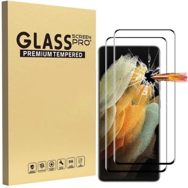 [2 delar] Härdat glas för Samsung Galaxy S21 Ultra 5G skärmskydd 3D skärmskyddsfilm med full täckning