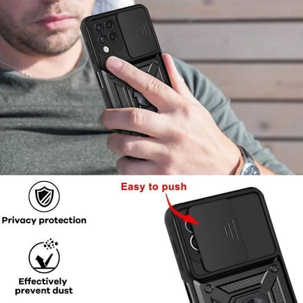 Skyddsfodral till Samsung A12 - PROSHOP - Svart - Army Style - Sliding Camera - Anti-Scratch Svart