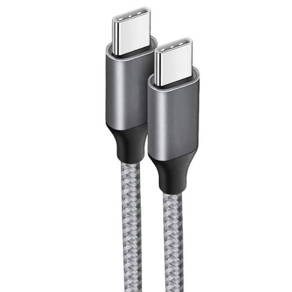 USB-C til USB-C-kabel 3A Hurtigopladning til Xiaomi Redmi 9 9A 9C 9T 10A 10C 11A - Gråforstærket nylon 1M Grå