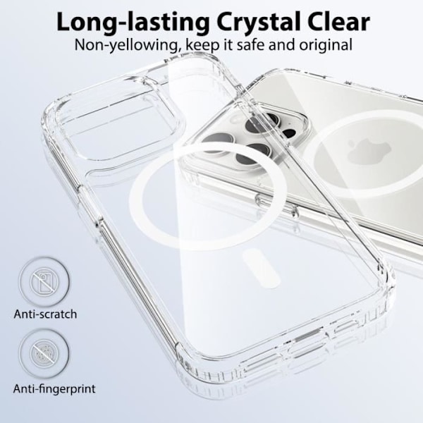 Fodral för iPhone 16 Pro med magnetisk cirkel + 2 skyddande härdade glasögon Transparent