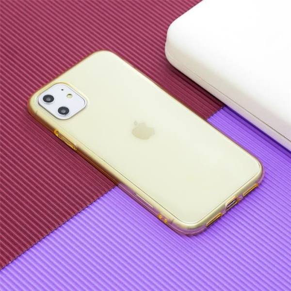 Mjukt flexibelt fodral för Apple iPhone 11 (6,1"), genomskinligt fodral 2 STK härdat glasfilm + 1 ST TPU Silikon Slim Cover Gul