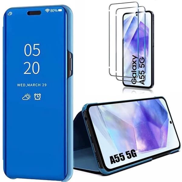 Skyddsfodral - Booling - för Samsung Galaxy A55 5G - Stötsäker - Spegeleffekt - Smart Case Blå Blå