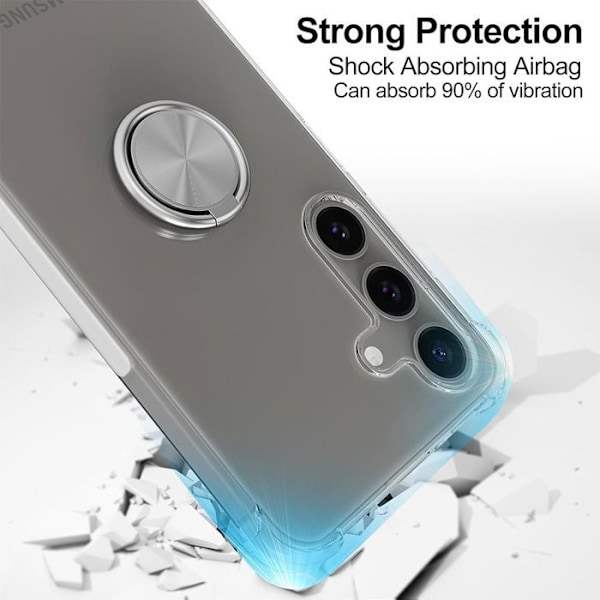 Coque för Samsung Galaxy A06, med Silverringen Roterbar 360 Grader - BOOLING Transparent