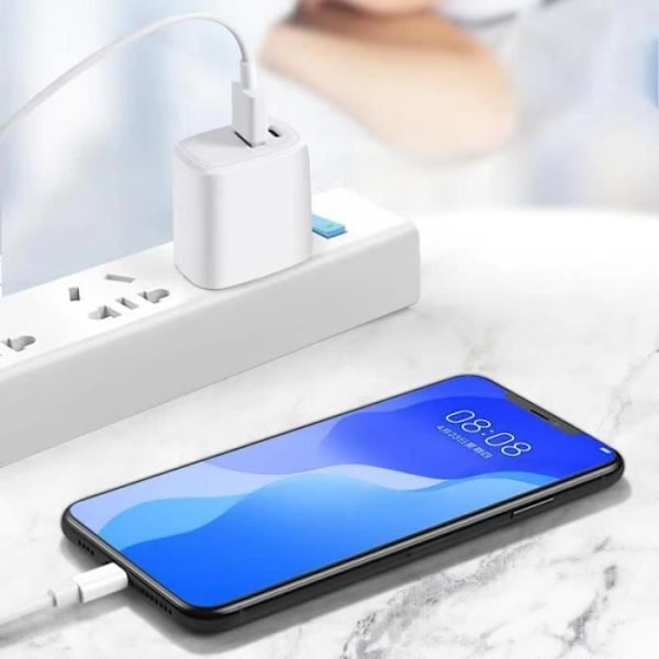 ANTCOOL Strömadapter - 20W Snabbladdning - iPhone 12 Pro Max Mini 11 Xs XR X 8 Plus - Dual Port USB C Vit