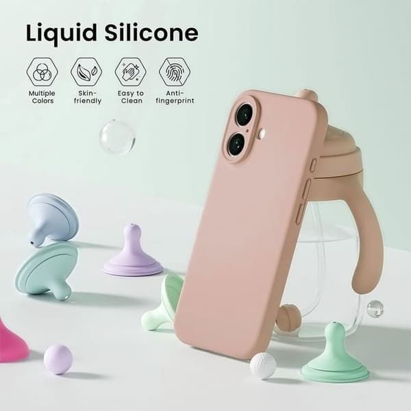 Skyddsskal - BOOLING - för iPhone 17 Pro - Slim Silikon Riptålig - Rosa - 2 Härdat Glas Rosa