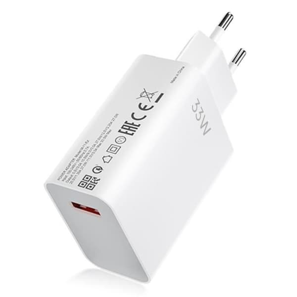 Snabbladdare - BOOLING - 33W - USB-A - Kompatibel Xiaomi Redmi Note 8/9/10 - Integrerat skydd Vit