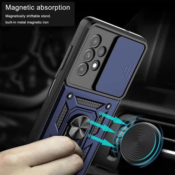 Coque - BOOLING - för Samsung Galaxy A23 5G - Stötsäker - Bakre ringstöd - Marinblå marinblå
