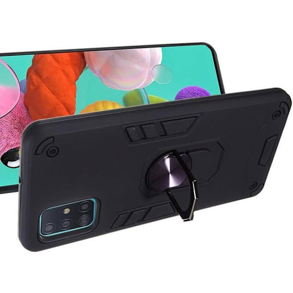 Fodral - LuffyShop - Galaxy A51 - 360 grader roterbar - Silikon TPU + PC - Dubbellager Svart