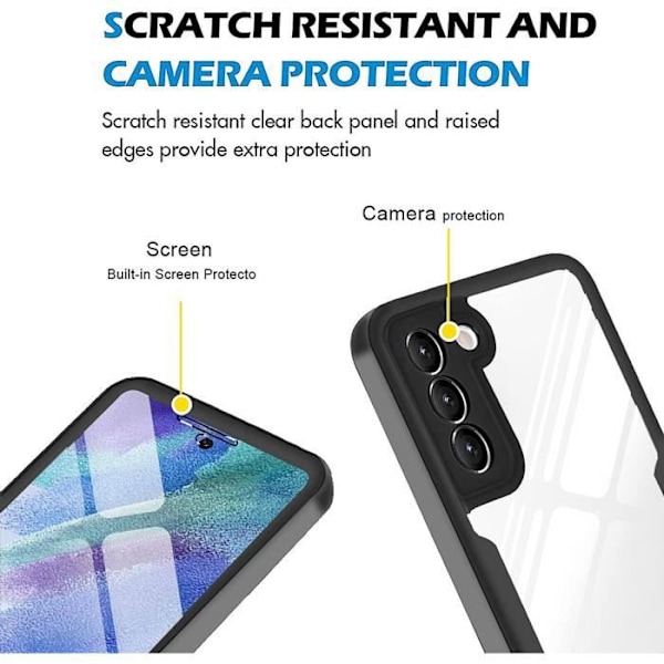 Helkroppsskydd för Samsung Galaxy S21 FE - BOOLING - Svart - Mjuk TPU och hård PC Svart