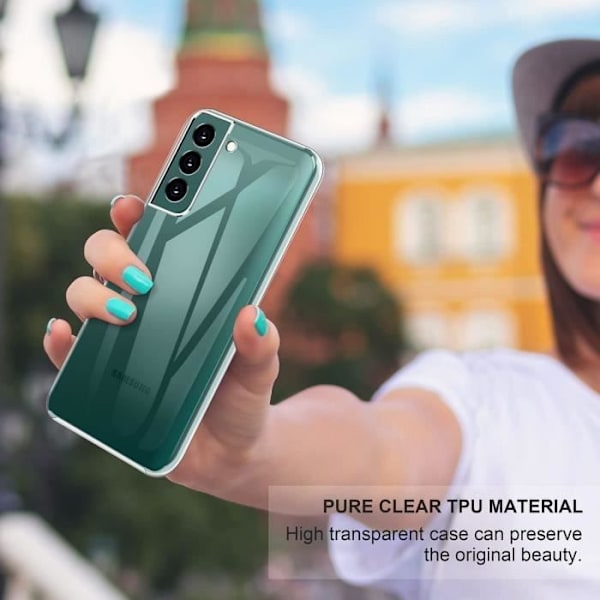 Fodral för Samsung S22 (6,1") TPU Stötsäker helkropp Anti-fingeravtryck 360 graders skydd Transparent