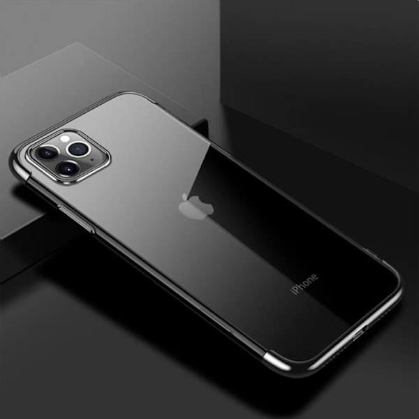 Fodral för iPhone 12 (6,1") Set med 2 härdade glasögon Chrome Edge Silikon Stöttålig Svart Svart