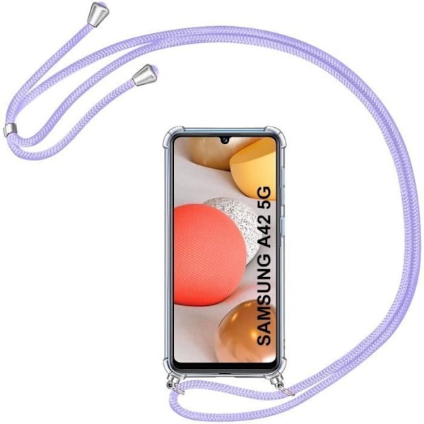 Skyddsskal - PROSHOP - Samsung Galaxy A42 - Flexibelt - Transparent-Lila - Microdot Transparent-lila