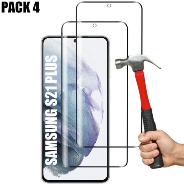 3D hærdet glas til Samsung S21 Plus - PROSHOP - Sort - 9H modstand - Anti-ridse - Pakke med 4 Transparent