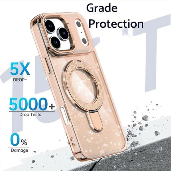 Sk protective case - BOOLING - för iPhone 17 Pro Max - Stöttålig med magnetisk cirkel - Guld gyllene