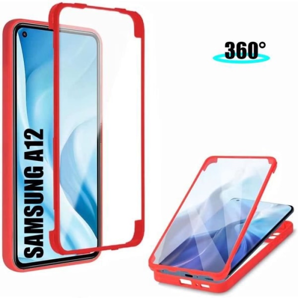 Fodral för Samsung A12 (6,5") Röd Anti-Scratch Hård helkropp 360 graders skydd Solid Förstärkt kant
