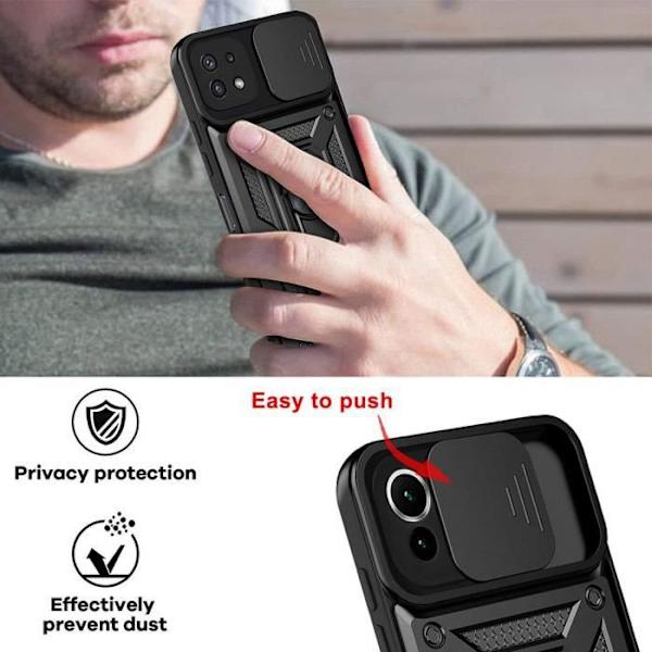 Skyddsfodral för Samsung A22 5G - PROSHOP - Rigid Matte Black - Med kameraskydd och videostödring Svart