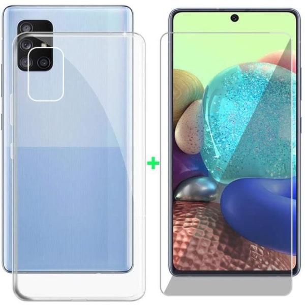 För Samsung Galaxy A51 5G 6,5" telefonfodral Transparent + Härdat glas Slim Cover Mjukt Silikon Gel Skydd
