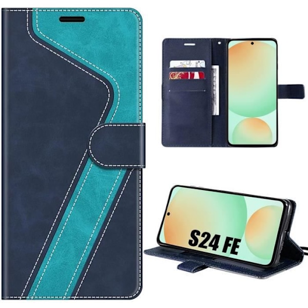 Fodral till Samsung Galaxy S24 FE (ej för S24) - Flipfodral Blå syntetiskt läder Anti-skrapa Stötsäkert