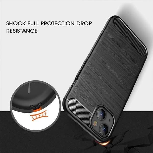 Skyddsskal - BOOLING - för iPhone 14 - Flexibelt - Kolfiber - 2 Härdat glas Svart