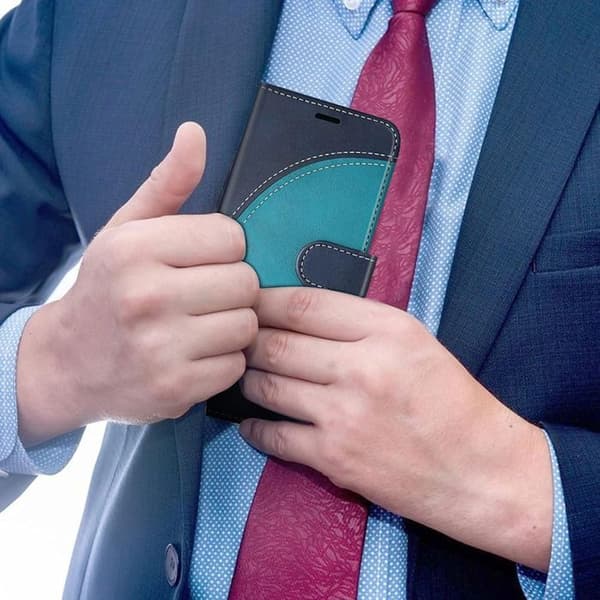 Skyddsskal - BOOLING - för Samsung Galaxy S25 Plus - Läderlook - Blå - 2 Härdade Glas Blå