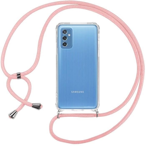 Taske til Samsung M52 5G (6,7") Blødt forstærket hjørne Anti-ridse Fin Transparent + Pink ledning Transparent-rosa