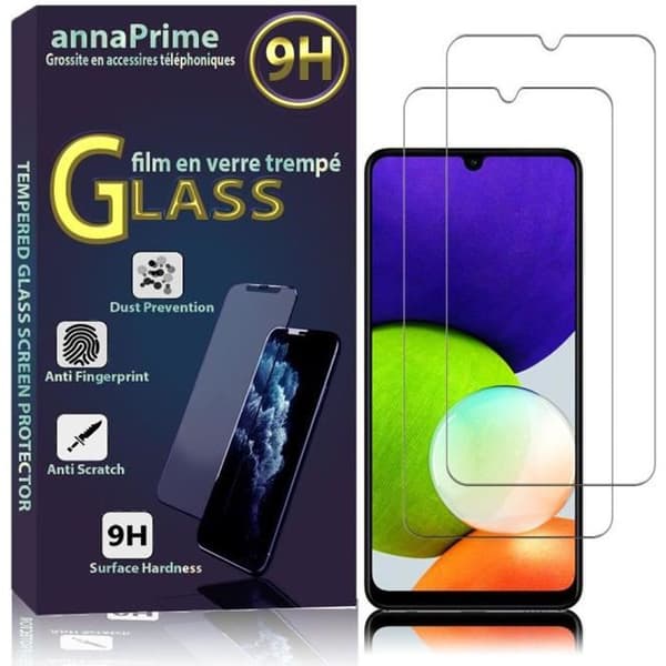 Skyddsplast - VCOMP - Pack om 2 - Härdat glas - Samsung Galaxy A22 4G - Repbeständig VIT