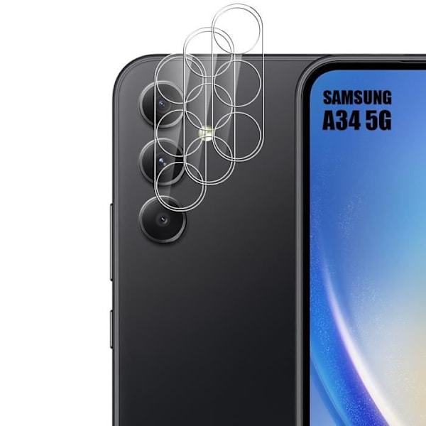 Linsskydd i härdat glas för Samsung Galaxy A34 5G - BOOLING - Set med 3 Transparent