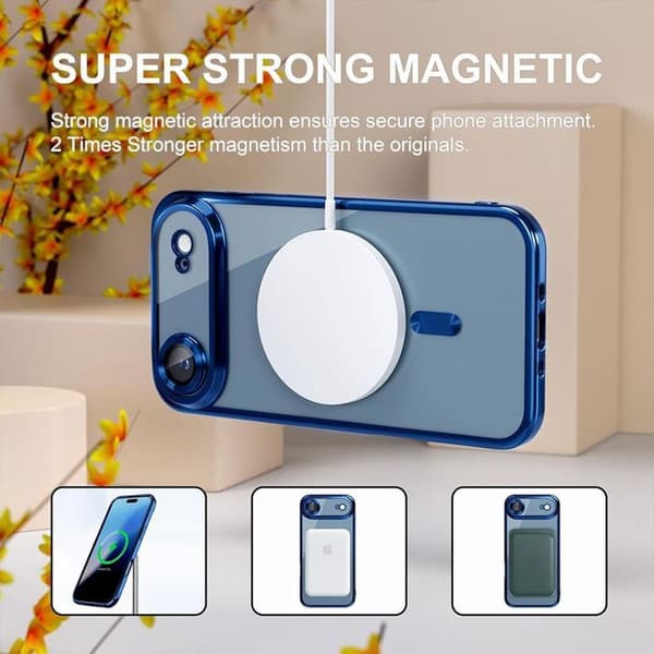 Skyddsskal - BOOLING - för iPhone Air - Silikon med Magnetisk Cirkel - Glittrande Blå Blå