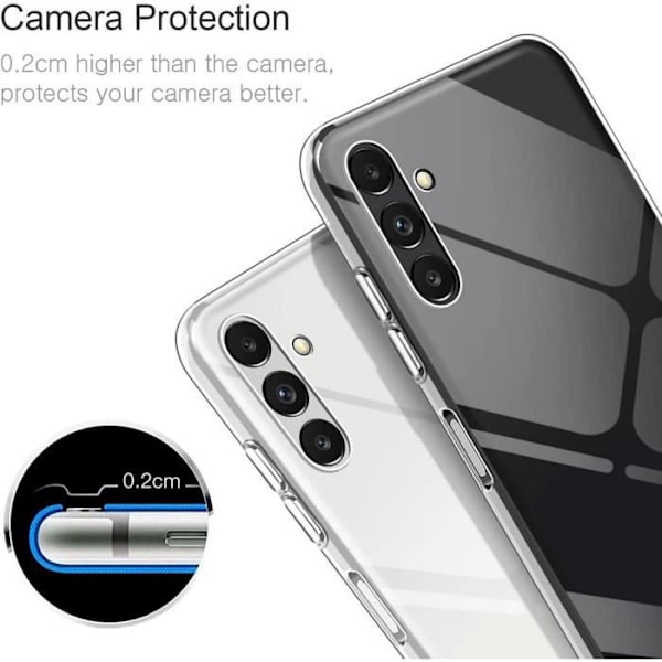TPU-fodral för Samsung Galaxy A04s + 2 härdade glasögon och 2 bakre linsskydd Transparent