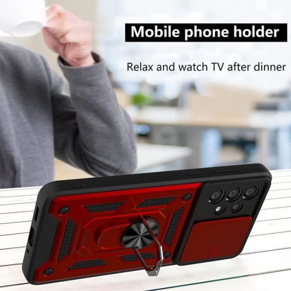 Fodral för Samsung A53 5G (6,5 tum) Red Hard Army Style Kameraskydd Stötsäker Ring Baksida Anti-Scratch Röd
