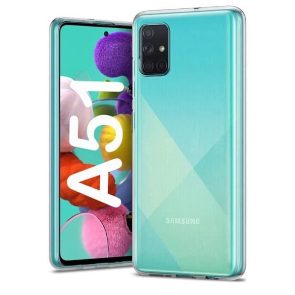 För Samsung Galaxy A51 6,5" SM-A515F: UltraSlim Gel Silikonfodral - TRANSPARENT + 2 härdat glasfilmer