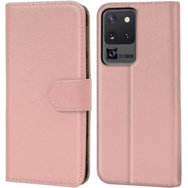Fodral för Samsung S20 Ultra (6,9") Stötsäker rosa enfärgad plånbok Lädereffekt Mjuk korthållare
